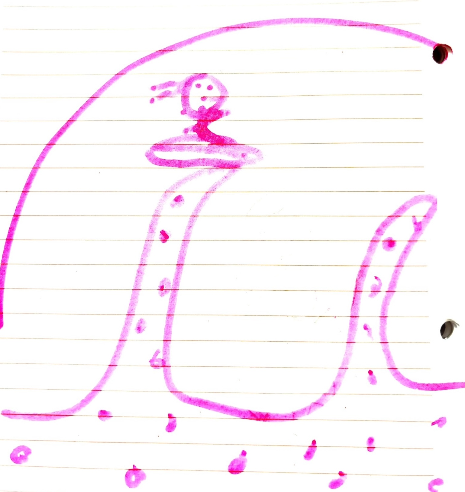Pink hand-drawn PartyWave sketch on lined paper